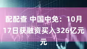 配配查 中国中免：10月17日获融资买入326亿元
